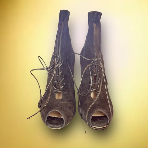 Gianvito Rossi Black Suede ‘Jane’ Lace-Up Peep Toe Booties Size 36 ASO Meghan - Picture 7 of 16